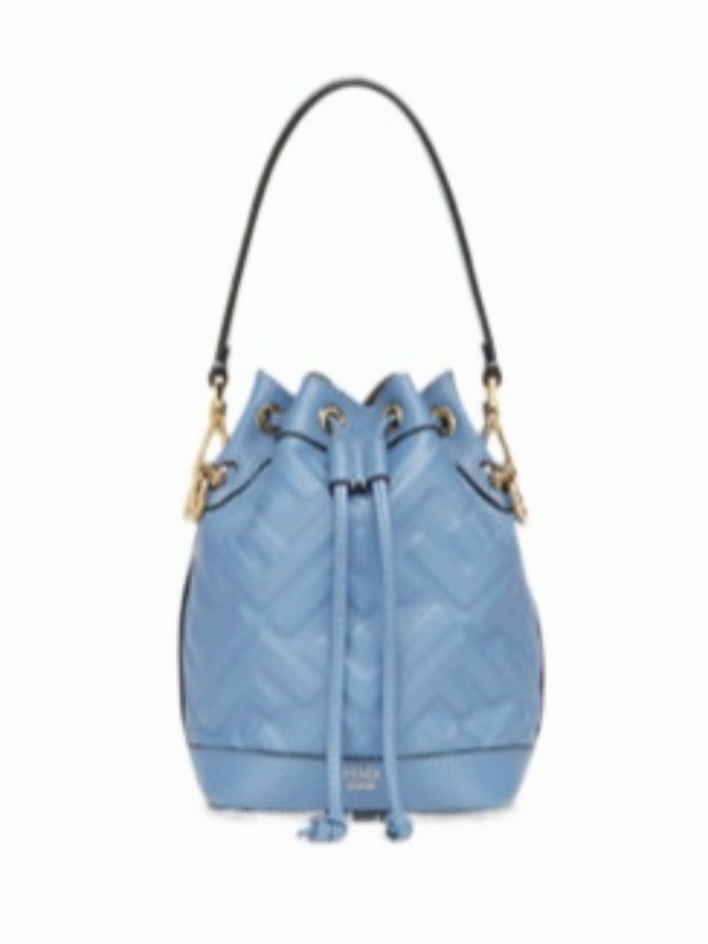 Fendi Light Blue Quilted Drawstring Bucket Bag
